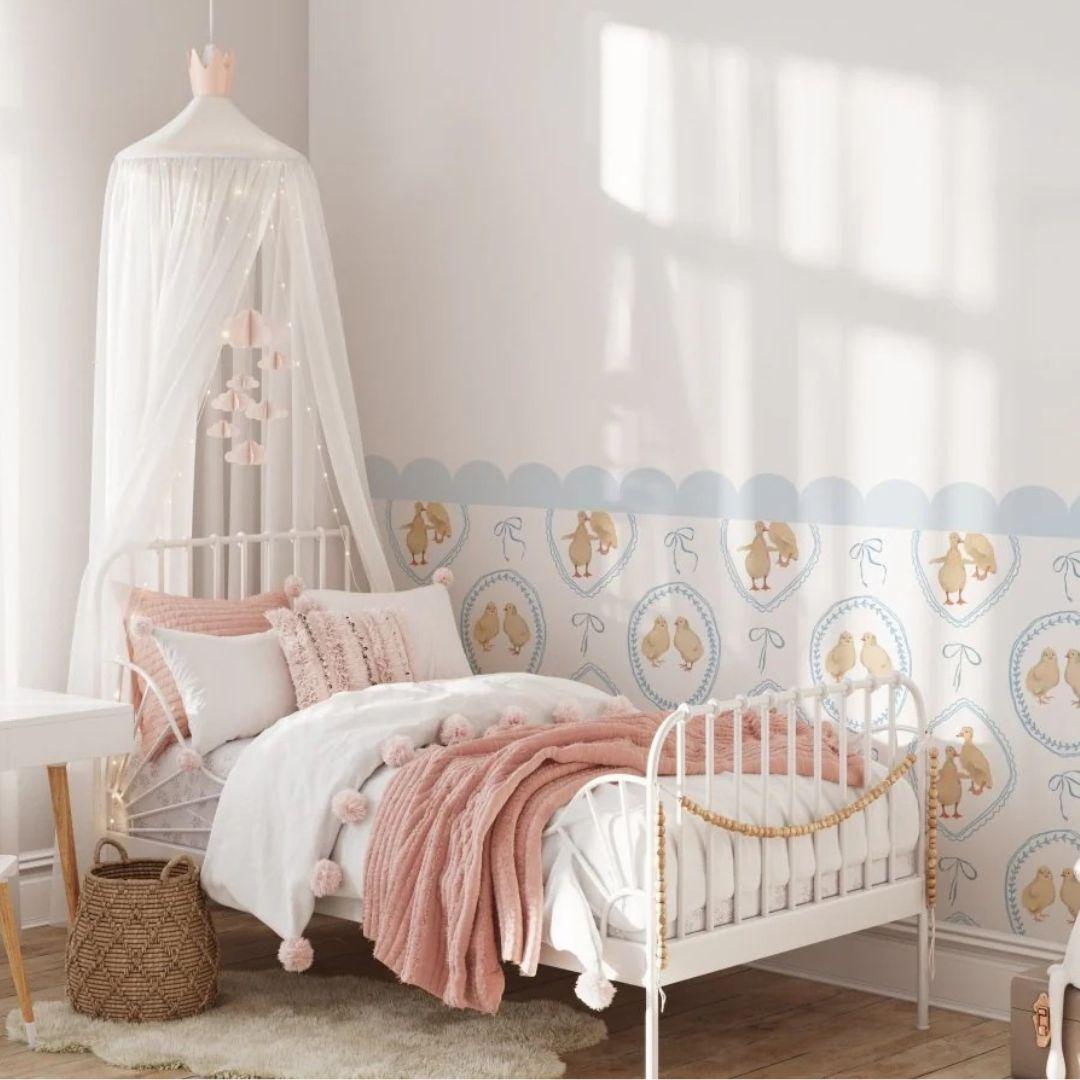 Dandelion Ducklings & Chick — Half Wall Decal (Home Decor Decals) — removable wall decal by Tiny Tale Prints.